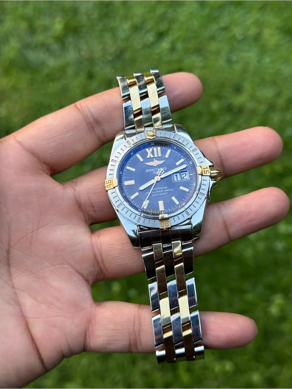 Breitling Windrider Cockpit 18k Gold automatic Men's Watch two tone daydate